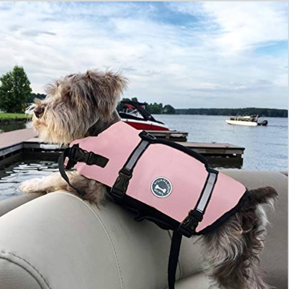 VIVAGLORY Ripstop Dog Life Jacket for Medium Light Pink Medium